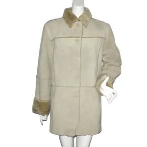 OSCAR PIEL Suede Leather Jacket, M, Faux Sherpa lining, VINTAGE, Pockets